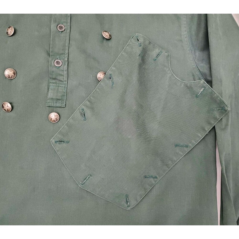 Wah Maker Men's Vintage Green Cavalry Bib Long Sleeve Old West Shirt USA XL - Picture 3 of 9